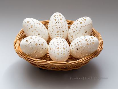 Kraslice husacie vŕtané, madeira, handmade