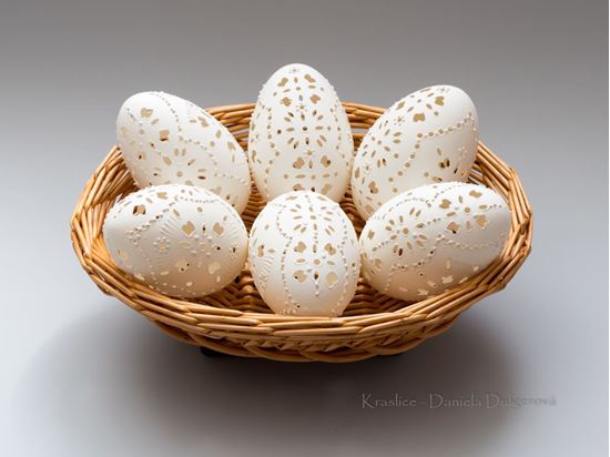 Kraslice husacie vŕtané, madeira, handmade